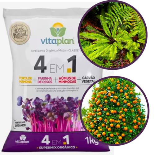 Fertilizante 4 em 1 Torta Mamona + Farinha Osso + Humus + Carvão Vegetal 1kg - Nutriplan