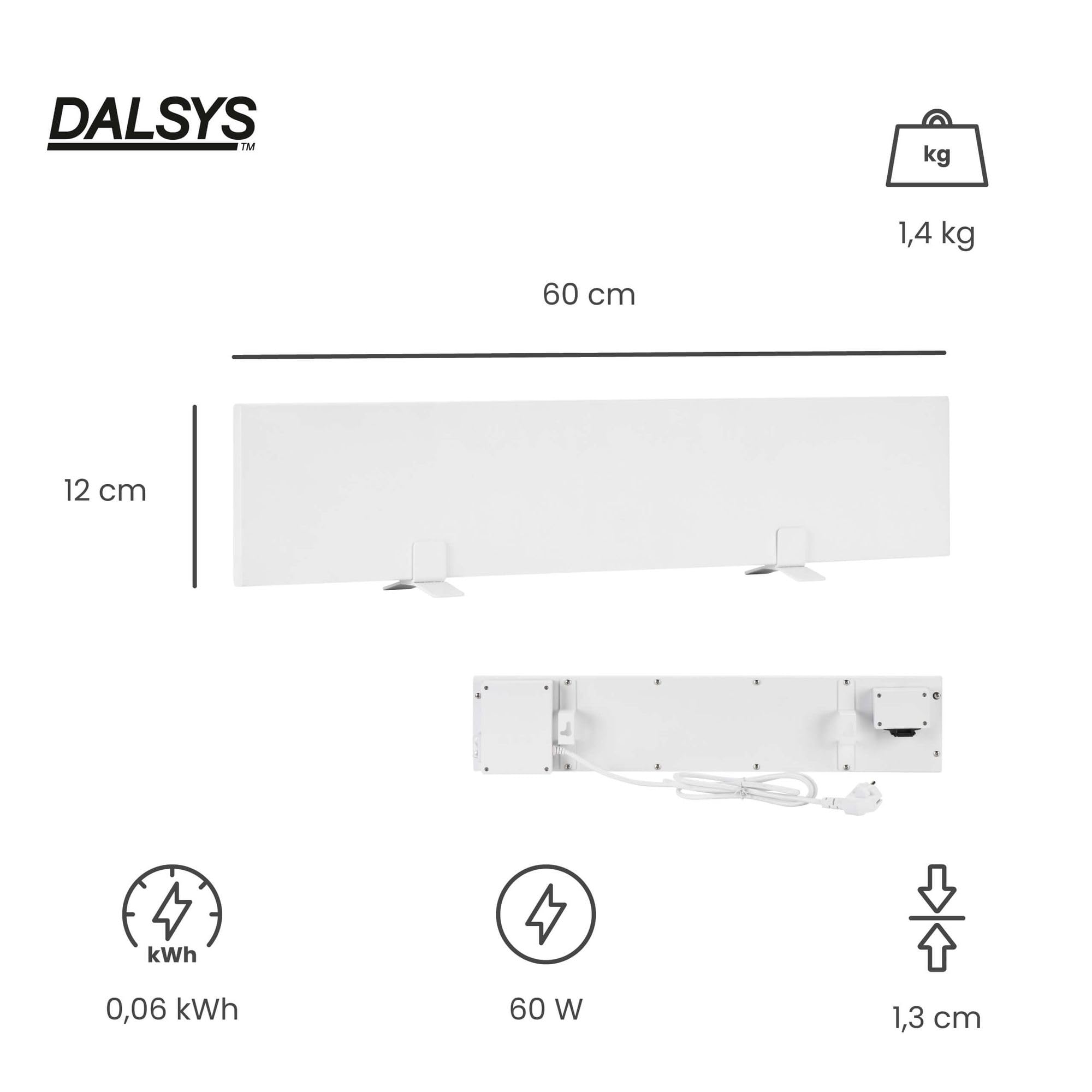 Ogrzewanie na podczerwień przeciw pleśni 60W, 12 x 60 x 1,3cm