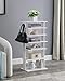 Kebuz House Vertical Shoe Rack, 7 Tier Shoe Storage Organizer with Hooks, Entryway Shoe Tower，Vertical Shoe Organizer，Vertical Shoe Organizer，White