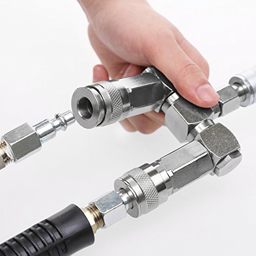WYNNsky Air Hose Splitter, 2-Way Quick Connect Manifold with 2pcs Universal Type Coupler and 1pc Industrial Type Plug, Swivel Air Compressor Accessories Fittings