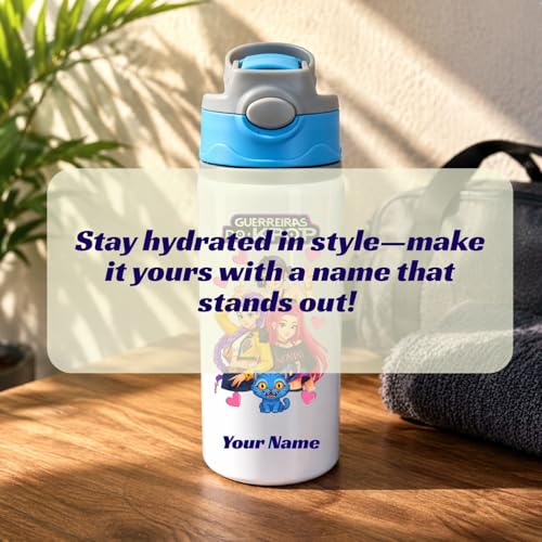 Image of KPOP Theme Personalized Name Printed Water Bottle for Kids 600ml | Aluminium Sipper Bottle | Custom Name Bottle for School | Birthday Return Gift for Boys N Girls | Rakhi Gift