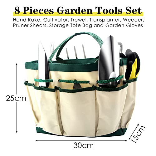 QianRuiDa 8-Piece Garden Tools Set for Gardening Aluminum Alloy Heavy Duty Kit, with Storage Tote Bag, Ergonomic Rubber Grip, Gift for Men or Women, Indoor and Outdoor Tools - Image 3