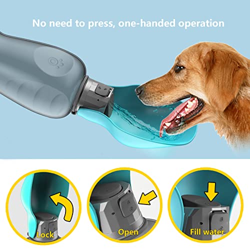 Image of Kalimdor Dog Water Bottle, Leak Proof Portable Puppy Water Dispenser with Drinking Feeder for Pets Outdoor Walking, Hiking, Travel, Food Grade Plastic (27oz Blue)