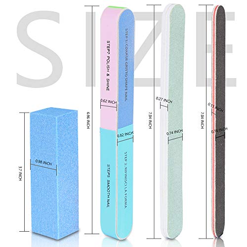 Fandamei 20Pcs Professional Manicure Tools Kit. Rectangular Nail Buffer Block & 100/180 Grit Nail File, 7 Way Nail File & Polishing Buffer For Nail Care #TOP1