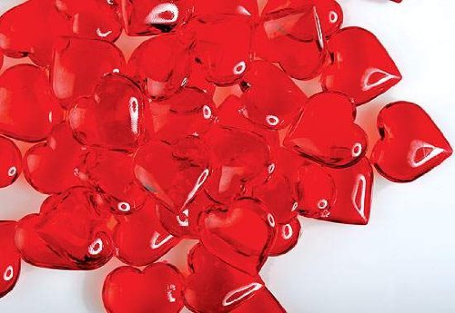 160 Translucent Red Acrylic Hearts for Vase Fillers, Table Scatter, or Decoration - Valentines Day or Wedding