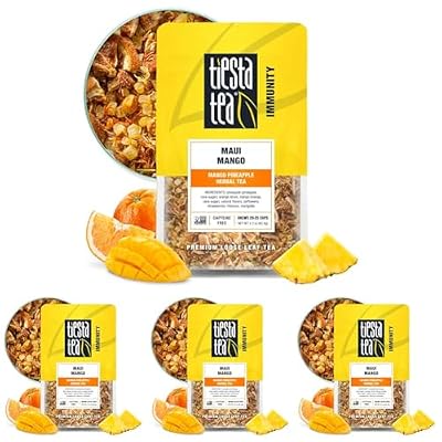 Tiesta Tea - Maui Mango Mango Pineapple Herbal Tea Premium Loose Leaf Tea Blend Non-Caffeinated Fruit Tea Make Hot or Iced Tea & Brews Up to 25 Cups - 2.2 Ounce Resealable Pouch (Pack of 4)