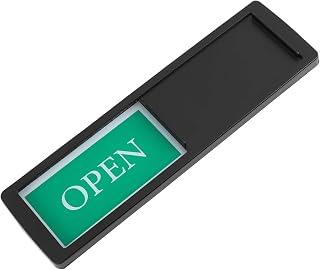 DOITOOL Privacy Slide Door Signboard for Office Restroom Conference Magnetic Open Close Indicator with Text Black Background Easy to Use Privacy Sign for Home and Business