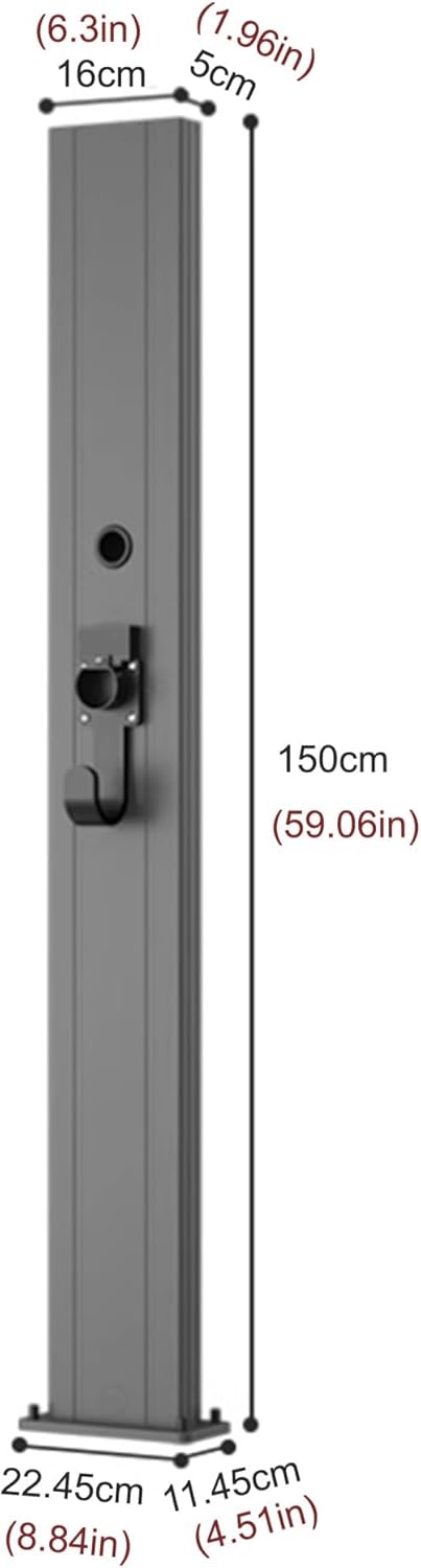 Outdoor EV Charger Stand - Freestanding Electric Vehicle Charging Station, Grey Charging Column, Floor Mounted Pedestal Base for Convenient Charging Solutions