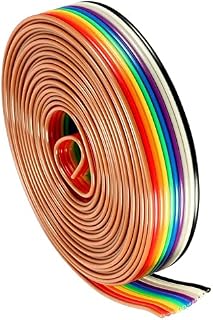 SUNSHINETEK 6M 10Pin Rainbow IDC Wire 1.27mm Rainbow Color Flat Ribbon Cable Ribbon Cable for 2.54mm Connectors