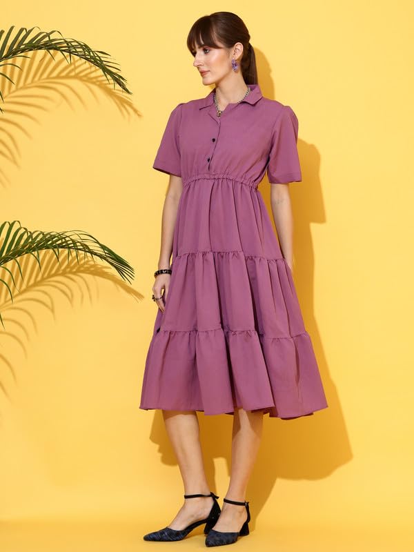 Image of Sheetal Associates Women's Casual Half Sleeve Crepe Shirt Dress