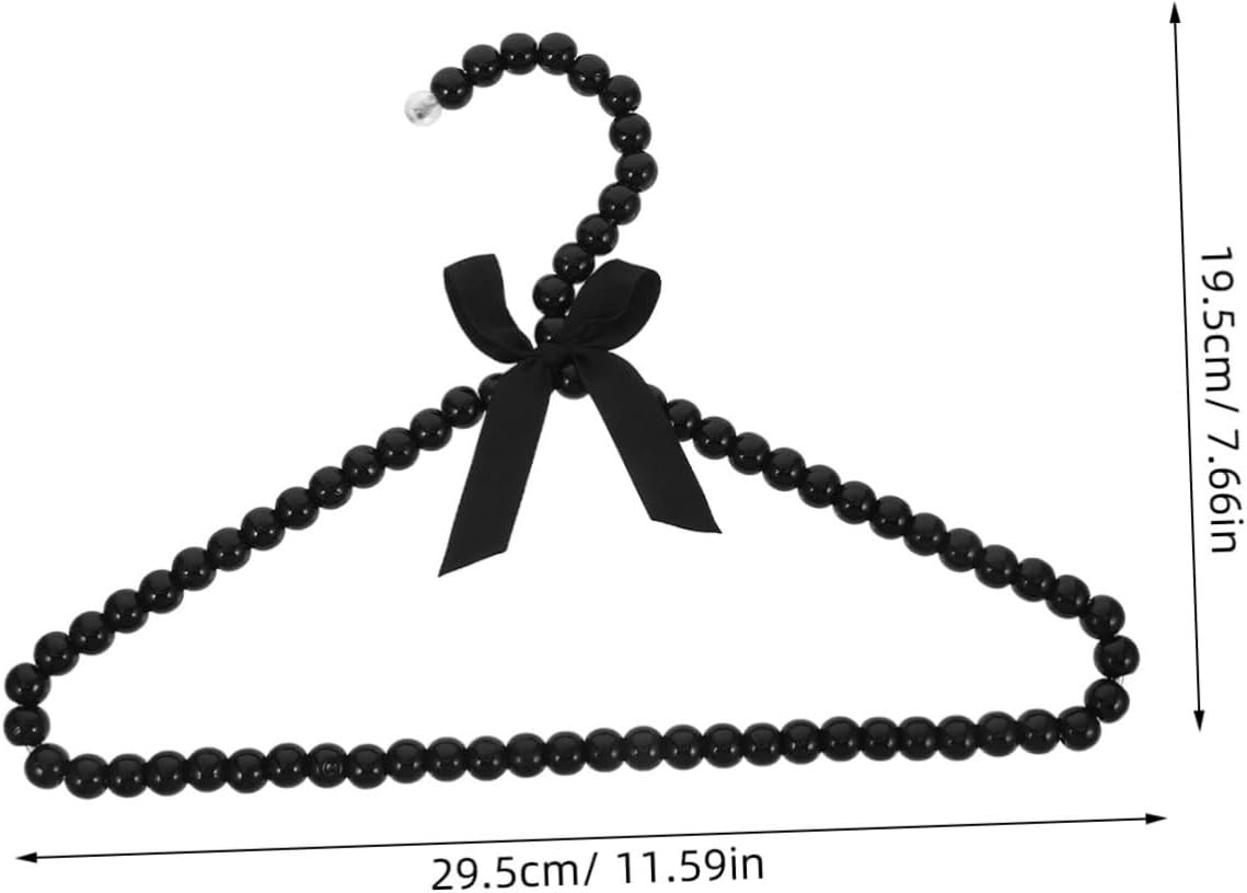 12pcs Elegant Clothes Hanger with Bowknot Beaded Hangers for Boy Girl and Pet Clothing for Wedding Coats and Shirts Black