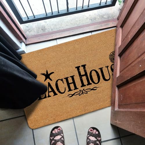 Likjad Beach House Door Mat Decor, Coastal Welcome Rug Outdoor Front Porch17x30 inch - Image 4