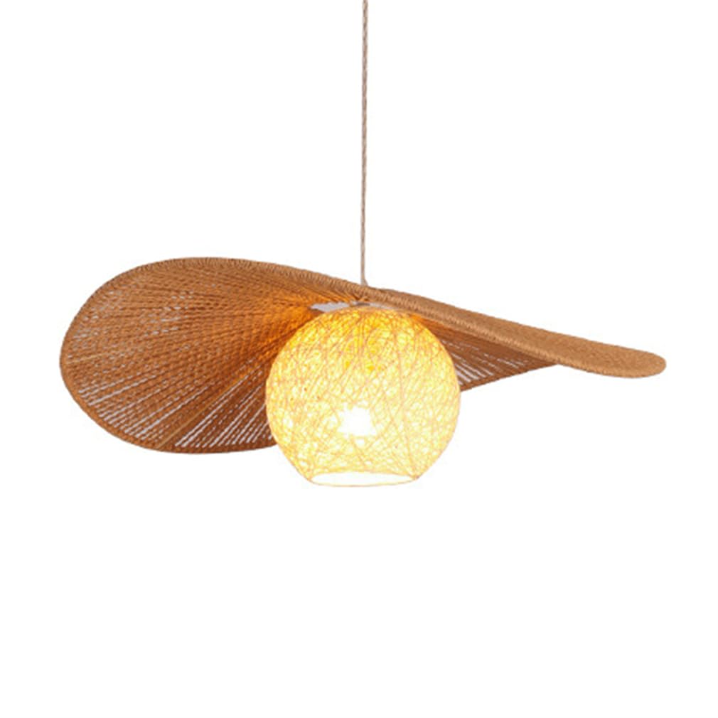 LYMSXAZOU Hanging Hemp Rope Chandelier Rattan Ball Design Lampshade Large Handwoven Wicker Pendant Light Fixture With Adjustable Cord For Kitchen Island,Dining Room Lamp E26