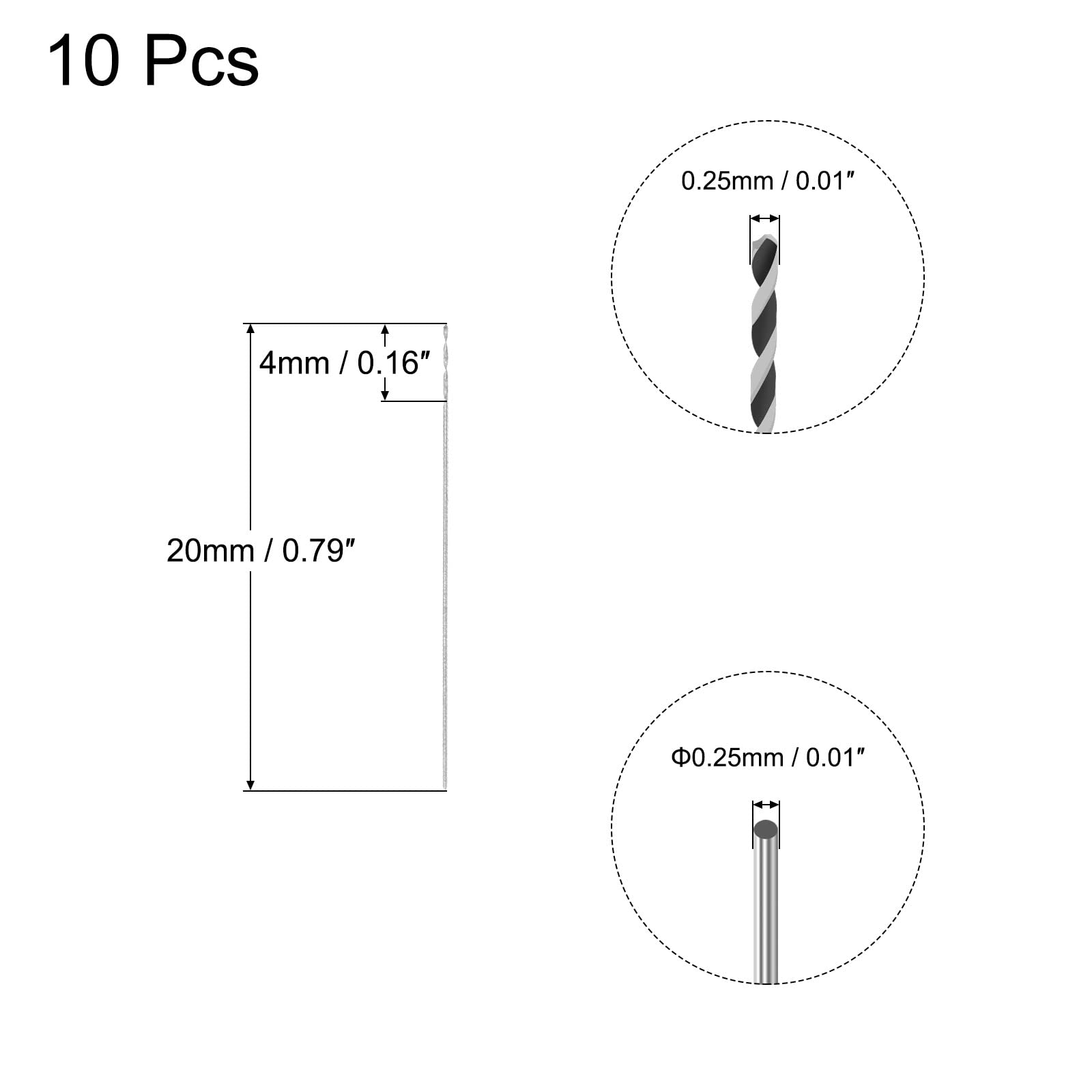 10-tlg. HSS Mikro-Bohrer Set - 1,75mm Durchmesser, 52mm Länge Für Metall & Holz