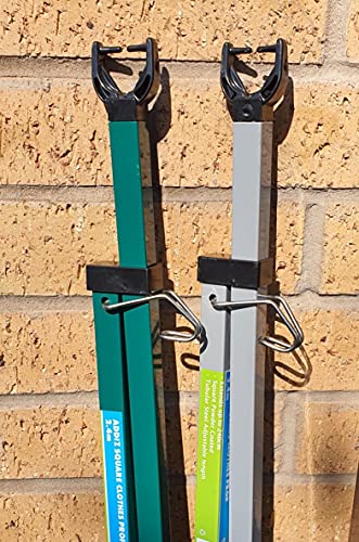 Pack of 2 Addiz Prop Square Metal Galvanised Garden Washing Line Extendable Pole Cloths prop Outdoor Laundry Support pole Extending Airer