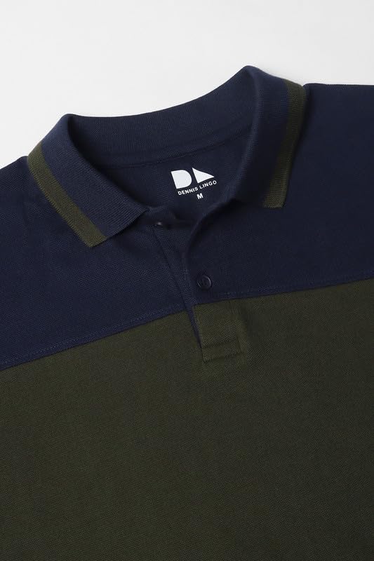 Image of Dennis Lingo Men's Navy Cotton Polo Neck Tshirt, Slim Fit Half Sleeve