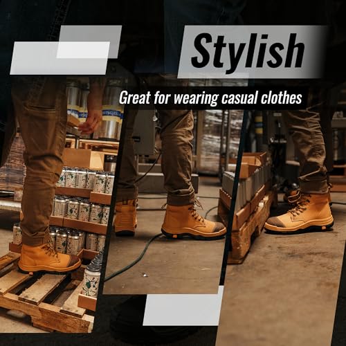 ROCKROOSTER Men's 6 inch Work Boots with Side Zipper, Slip-Resistant Rubber Outsole, Coolmax Breathable & Odor-Free, Arch Support for All-Day Comfort AK0524