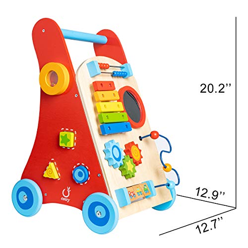cossy Wooden Baby Walker Toddler Toys for 18 Months and up, Push Toy Learning Walking Toys (Updated Version)