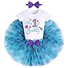 Baby Meisjes Zeemeermin 1e/2e/3e Verjaardag Cake Smash Outfit Romper Tutu Hoofdband 3 stks Prinses Fancy Kostuum Foto…