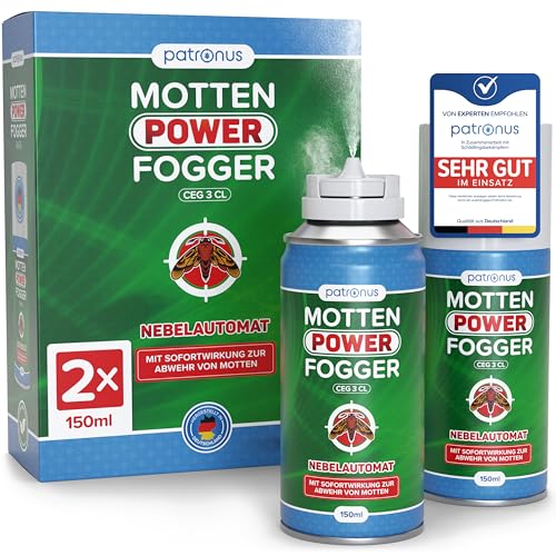 Patronus Motten Power Fogger mit maximaler Sofortwirkung [2x 150ml]