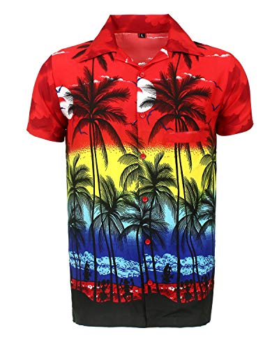 Camisa Hawaiana para Hombre, diseño de Palmeras, para la Playa, Fiestas, Verano y...