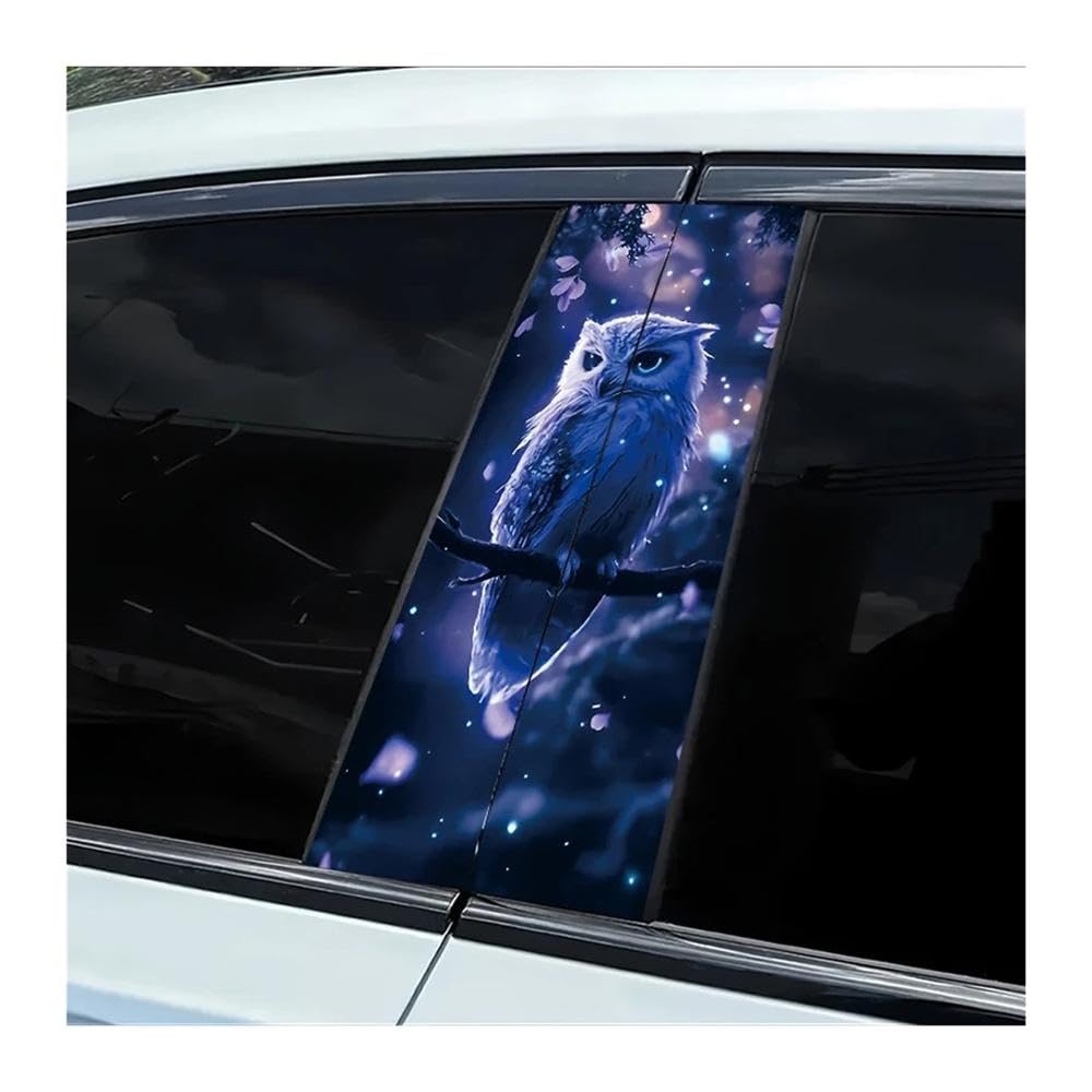 Decorative Items 2 Pieces of Car Center Pillar Sticker Owl Vinyl Protective Film
