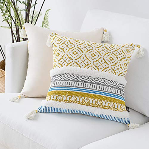 Dremisland Marokko getuftete Boho Kissenbezüge - Rechteck Baumwolle Dekokissen Kissenbezüge Quaste Kissenbezug Weich… – Bild 3