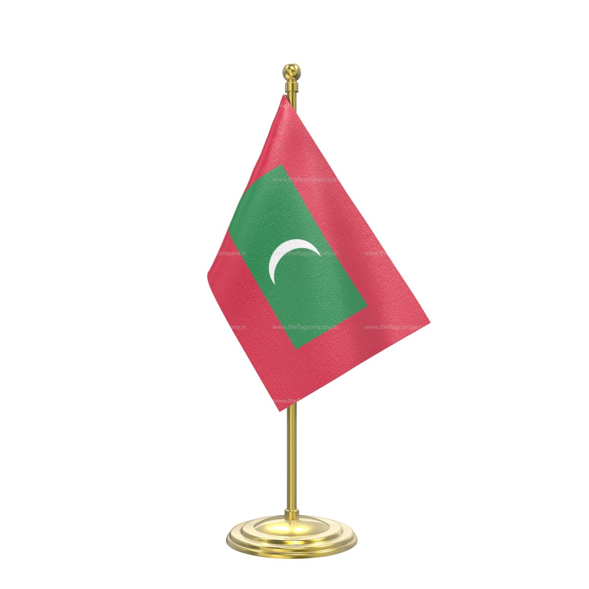 The Flag Company Maldvies Table Flag | 4x6 Inch Flag | Gold Acrylic Pole with Round Base | Desk Flag for Office, Reception & Home Décor