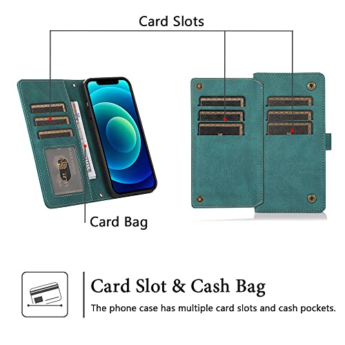 Étui portefeuille iPhone 12 noir protection clapet cuir avec strap - 2