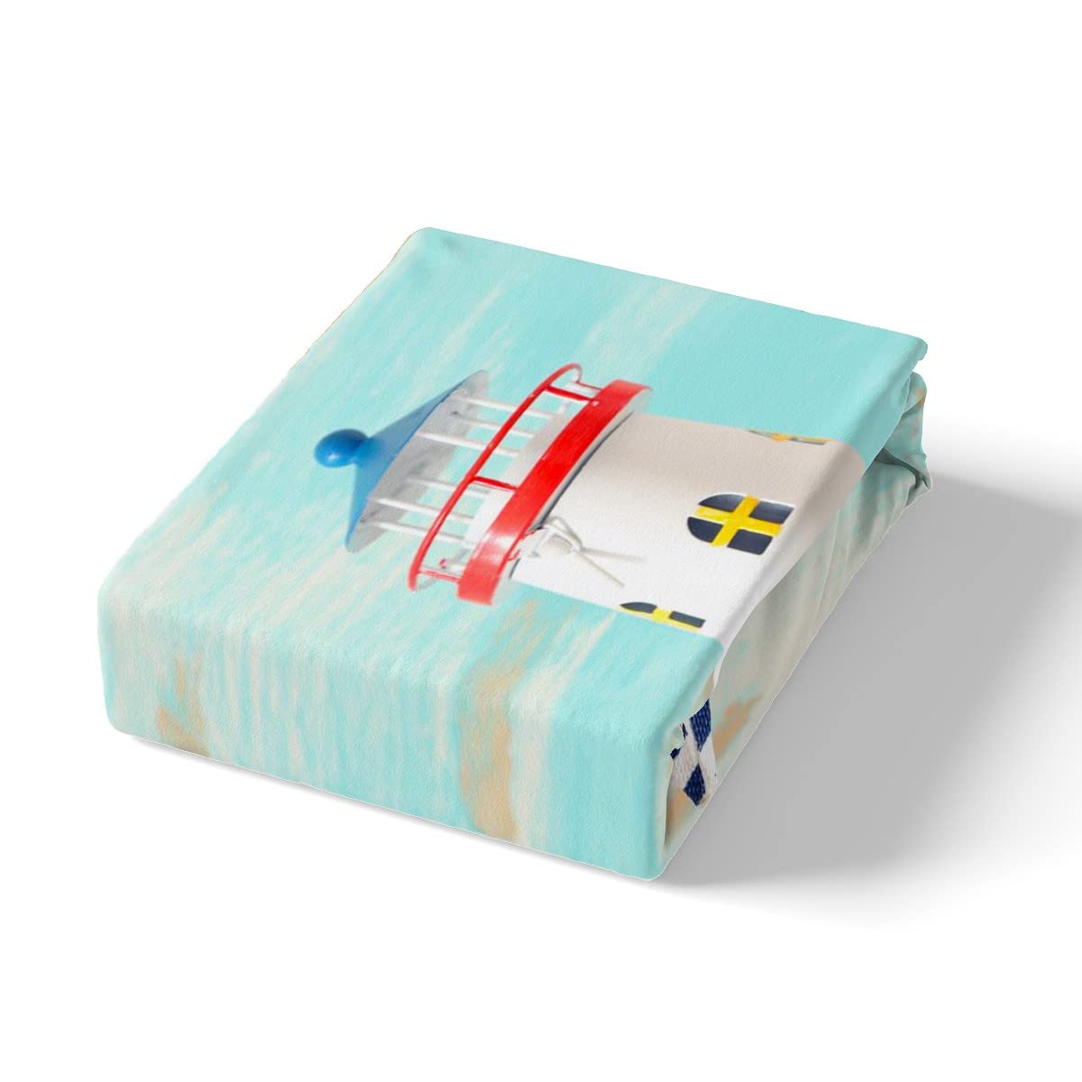 Funda de edredón náutica de mar, funda de edredón temática de playa, juego de ropa de cama de barco de vela a rayas azul marino, súper King, decoración de faro de caracola, funda de edredón de 3