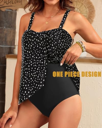 Tempt Me Women's One Piece Swimsuit Vintage Off Shoulder Ruffled Bathing Suits2