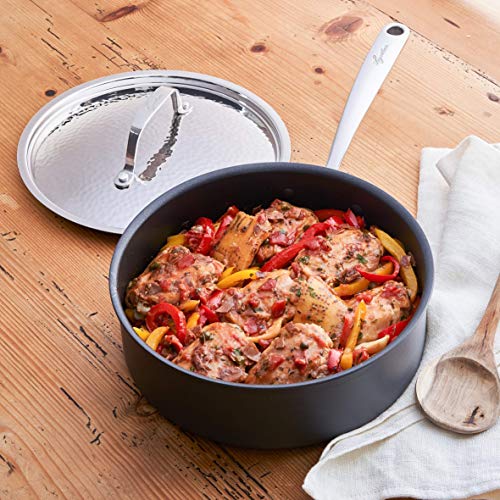 Lagostina Nera Hard Anodized Nonstick 12-Piece Cookware Set With Hammered Stainless Steel Lids, Dishwasher Safe,Grey #TOP1