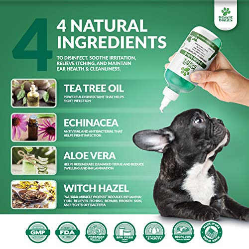 Doggie Dailies Pet Ear Cleaner, Tea Tree Oil, Witch Hazel and Soothing Aloe, Vet Formulated Ear Cleaner for Dogs, Gently Removes Wax and Debris, Reduces Odor, and Maintains Ear Cleanliness