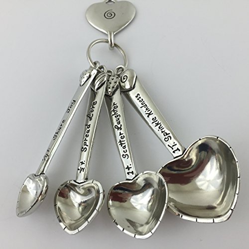 Pewter Heart Measuring Spoons W/Hook #TOP7