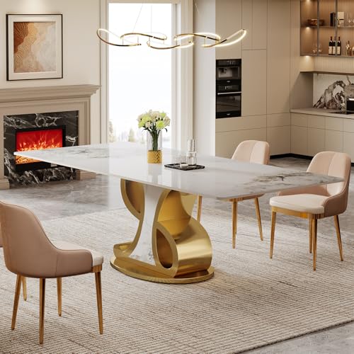 Tribesigns 78.74" Sintered Stone Dining Table for 8-10, Modern Luxury