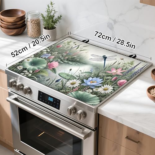 Image of Stove Top Cover for Home Decoration Kitchen Pad Washable Cooktop Covers Countertop Stove Protector Mat for Home Kitchen Cooktops (dragonfly, 28 inchx20 inch)