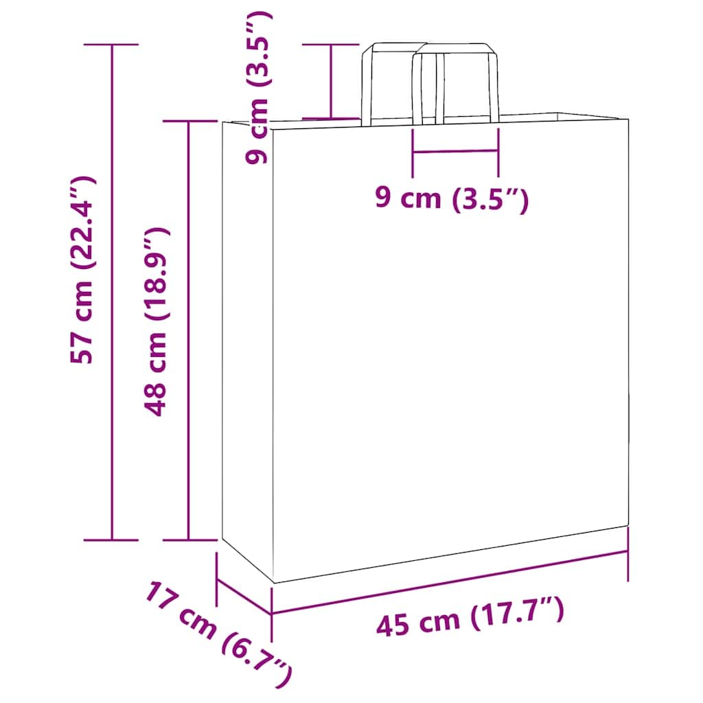 vidaXL Bolsas de Papel con Asas 50 uds Blanca 45x17x48 cm