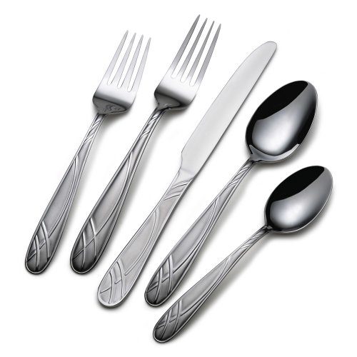 International Silver 5114324 Hoopla Frost 20-Piece Stainless Steel Flatware Set, Service for 4