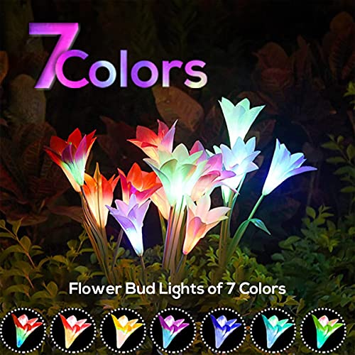 Iticdecor Outdoor Garden Solar Lily Flower Light, 4Pack Decorative Solar Garden Stake Lights, 7 Color Changing Garden Patio Pathway(Purple,Blue,White,Red) #TOP4