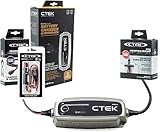 CTEK Bundle | 40-206 MXS 5.0 Fully Automatic 4.3 Amp Battery Charger Maintainer 12V | Including Garage Accessories for Complete Battery Maintenance