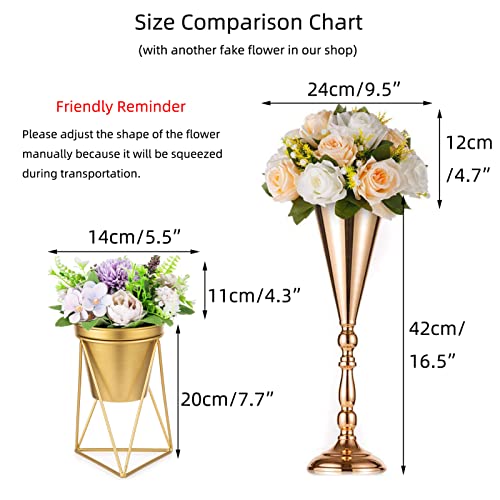 Nuptio 10 Pcs Artificial Fake Flowers Plastic Flower Arrangements For Wedding Table Centerpieces Decoration, Artificial Flower Bouquet For Mother's Day Party Baby Shower Decor(Champagne & White) #TOP2
