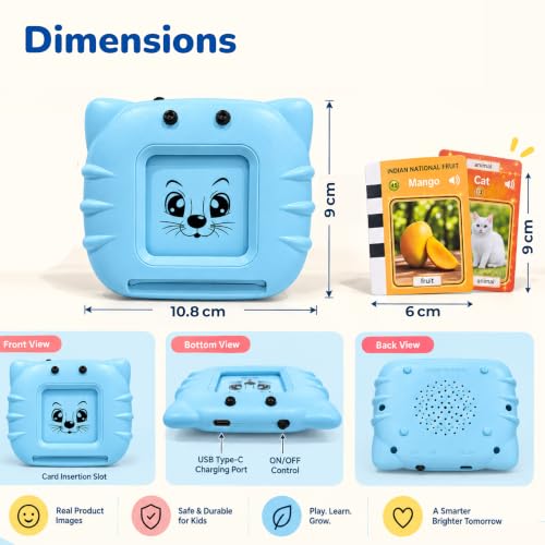 Image of Lifelong Talking Flash Cards for Kids | 122 Dual Side Audio Cards with Type C Rechargeable Talking Device | Vocabulary, Memory Interactive Learning Cards | Educational Preschool Toy for Kids 2-5 Yrs