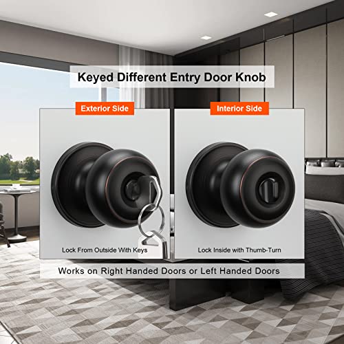 Haidms 5 Packs Oil Rubbed Bronze Door Knob With Lock And Key,Locking Door Knob With Key, Exterior Door Knobs Keyed Alike, Door Locks For Mobile Home Outdoor #TOP2