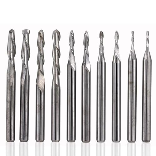 10 Stück Kugelfräser 1/8'' (3,175 mm) Schaft Hartmetall Spirale CNC Fräser Holzgravur Bit Fräswerkzeug