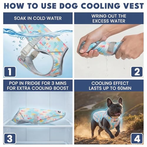 Image of Spark Paws Dog Cooling Vest - SPF 50 UV Sun Protection - Summer Heat Relief Gear for Dogs, Lightweight, Evaporative Cooling - Dog Anxiety Relief Vest During Hot Days - Popsicles - Size L