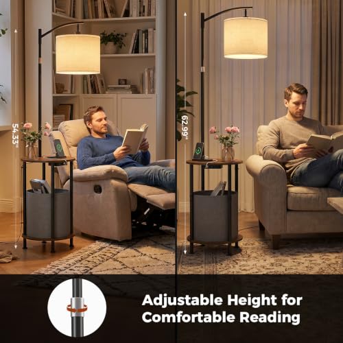 Vermezor Floor Lamp with Table,Nightstand with Charging Station Living Room - image 6
