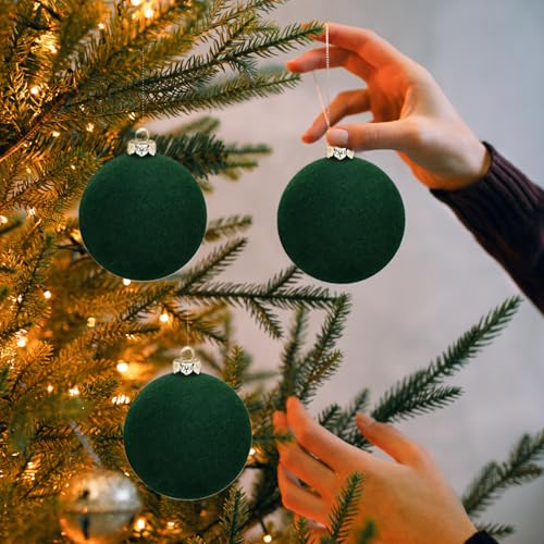 Boules de Noël velours vert 12pcs cadeau idéal pour secret santa - 4