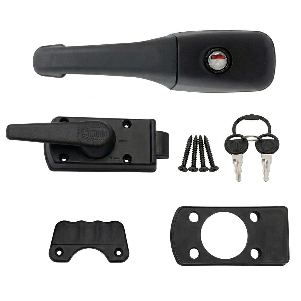 CR-MOESANCO® Serrure ZADI Officielle Porte Camping-Car et Caravane Noire | Serrure ZADI officielle noire pour camping-car et caravane. ABS anti-UV. Pour portes de 21-40mm. Avec 2 clés.