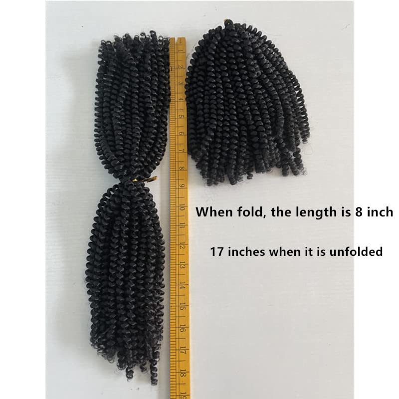 Miniatura 5 de Paquete de 3 extensiones de cabello sintético con giro de resorte de 8 pulgadas, 3 paqueteslote de extensiones de cabello trenzado con rebote (8