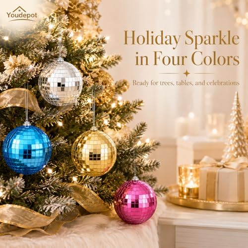 Youdepot 22PCS Mini bolas disco y 4 bolas de colores miniatura 8